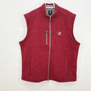 Johnnie-O Wes Full Zip Sweater Vest Mens XL Malibu Red Heathered FCA Christian